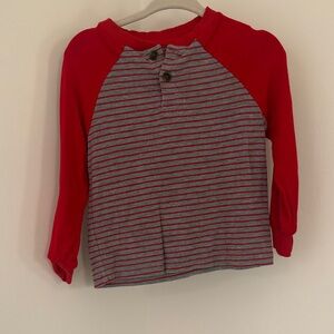 Little Sleepies Red and Gray Striped Long Sleeve Tee